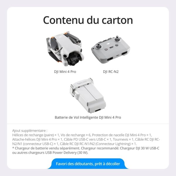 DJI Mini 4 Pro – Drone Ultra-Léger <249 g avec Télécommande RC-N2 et Accessoires – Caméra 4K/60fps HDR – 48 MP